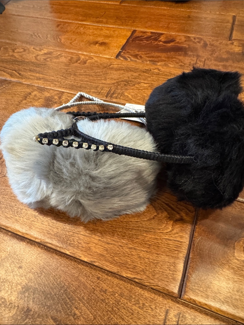 Faux Fur Cat Ear Headbands - Gray & Black - Picture 2 of 3